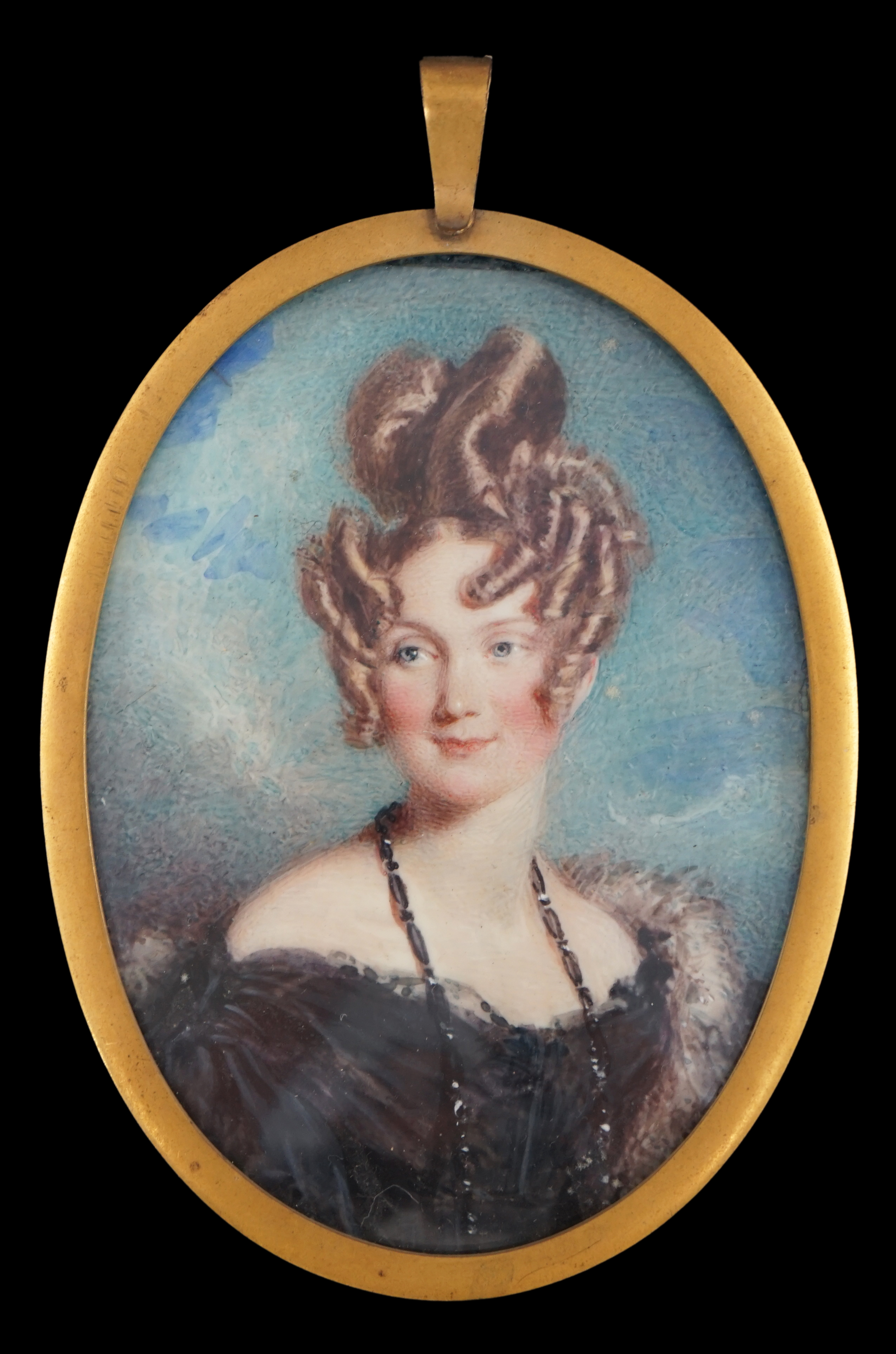 Alfred Edward Chalon (1781-1860), Portrait miniature of Mrs Silas Taylor, watercolour on ivory, 9.7 x 7cm. CITES Submission reference WWJF6GLG